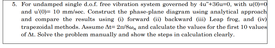 For undamped single d . o . f . free vibration