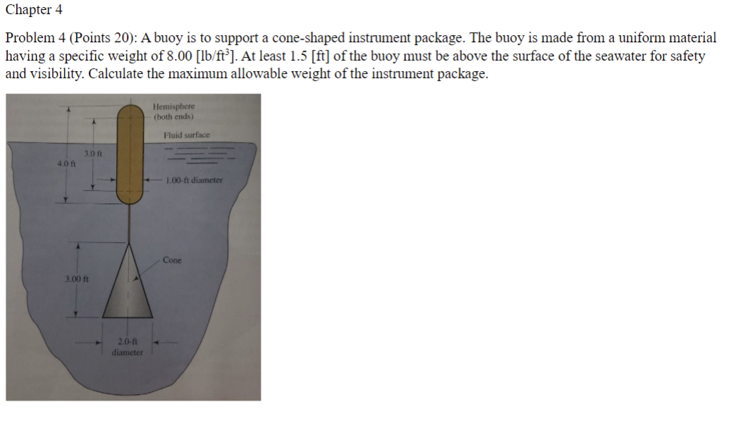 A buoy is to support a cone - shaped instrument
