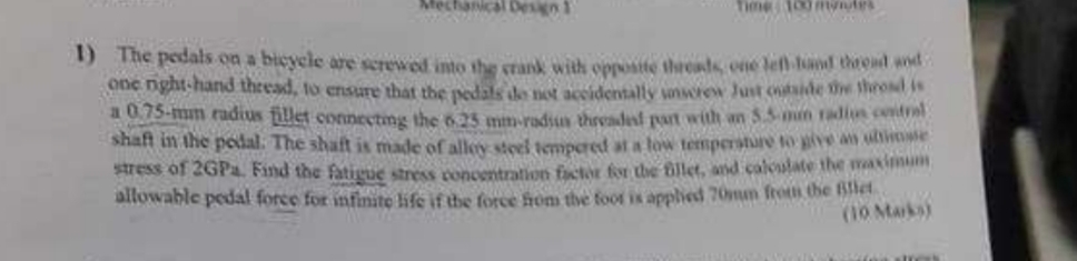 The pedats on a bicycle are screwed into the rank