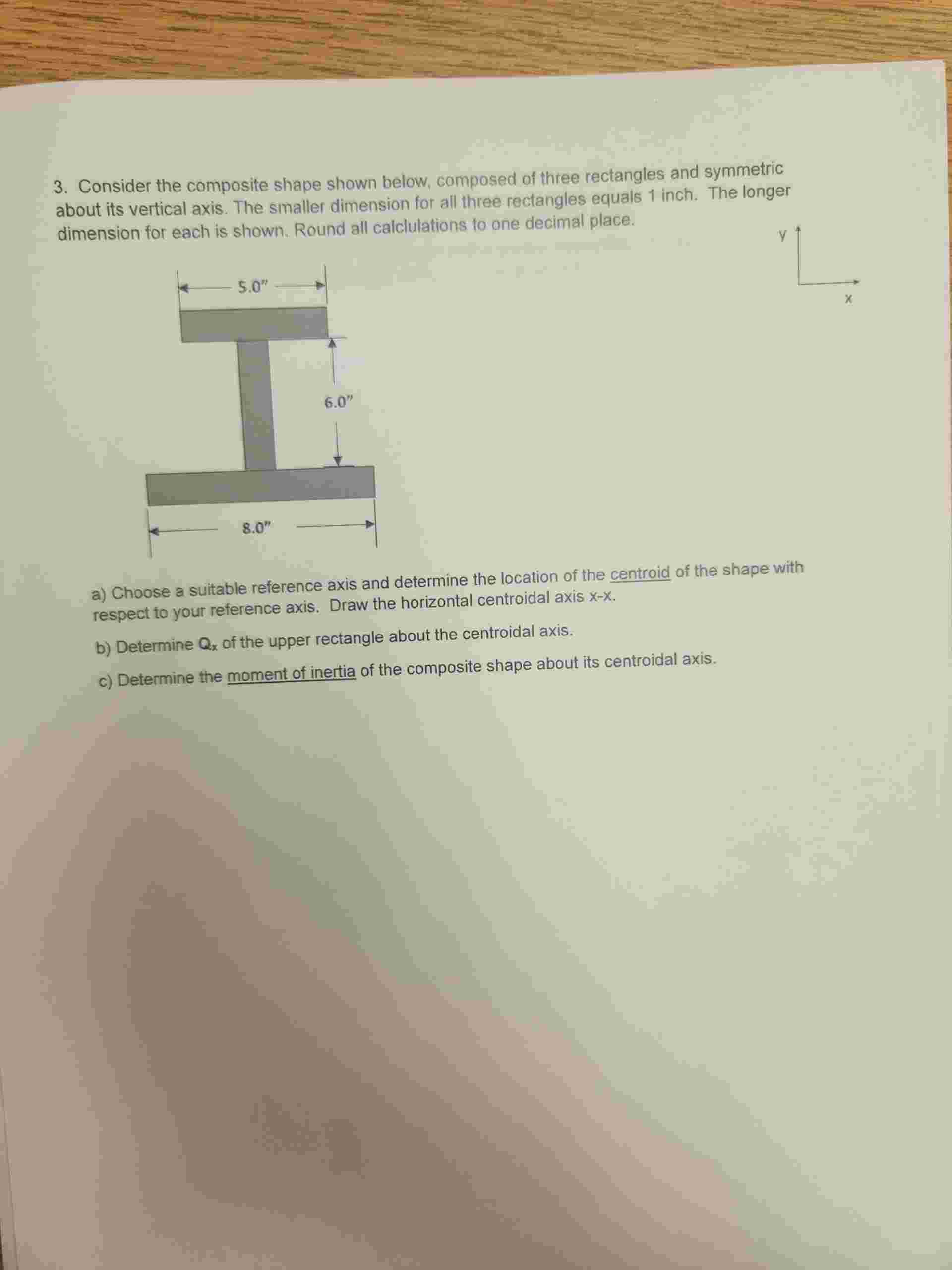 3 . Consider the composite shape shown below,