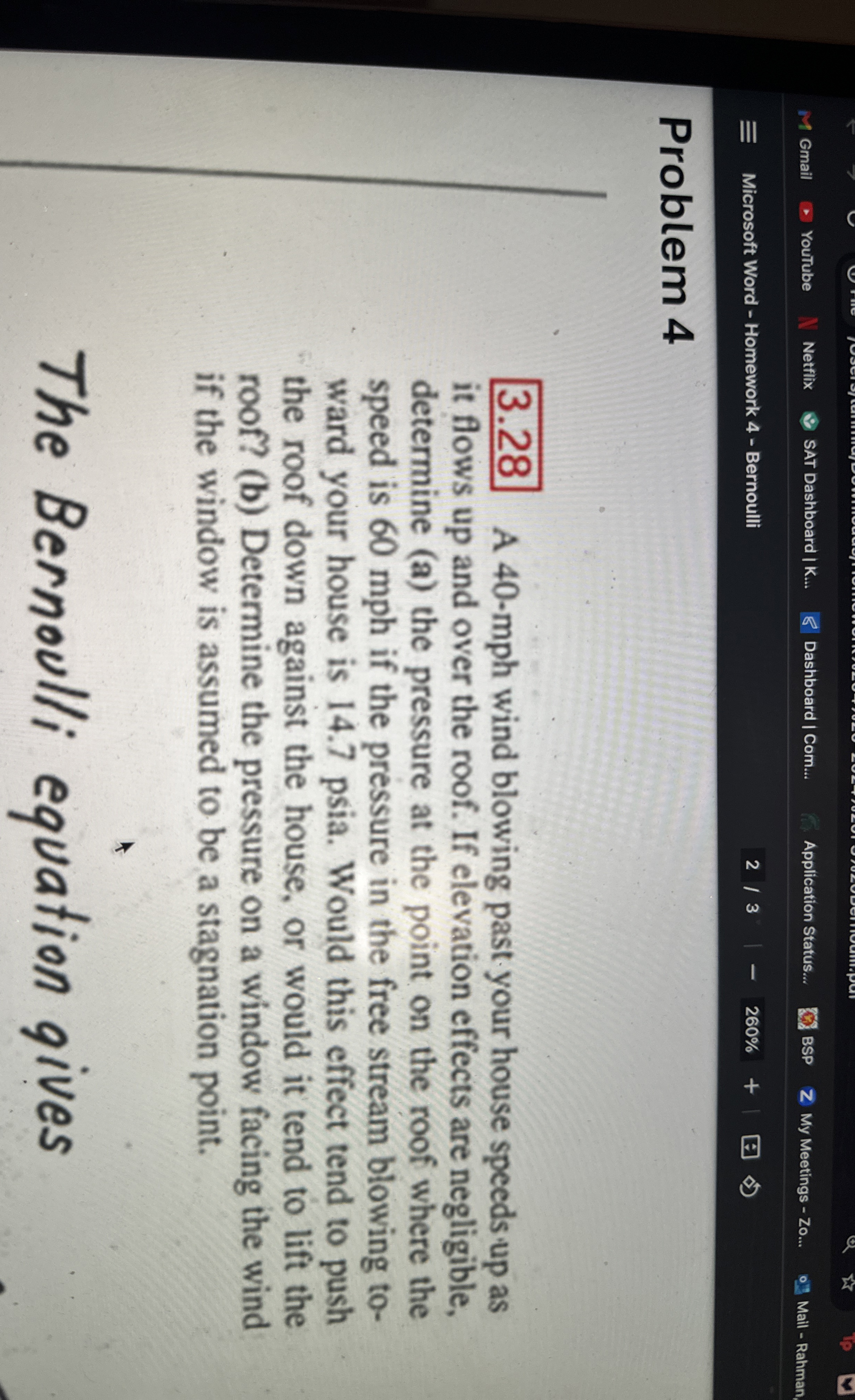 Problem 4 3 . 2 8 A 4 0 - m p h wind blowing past