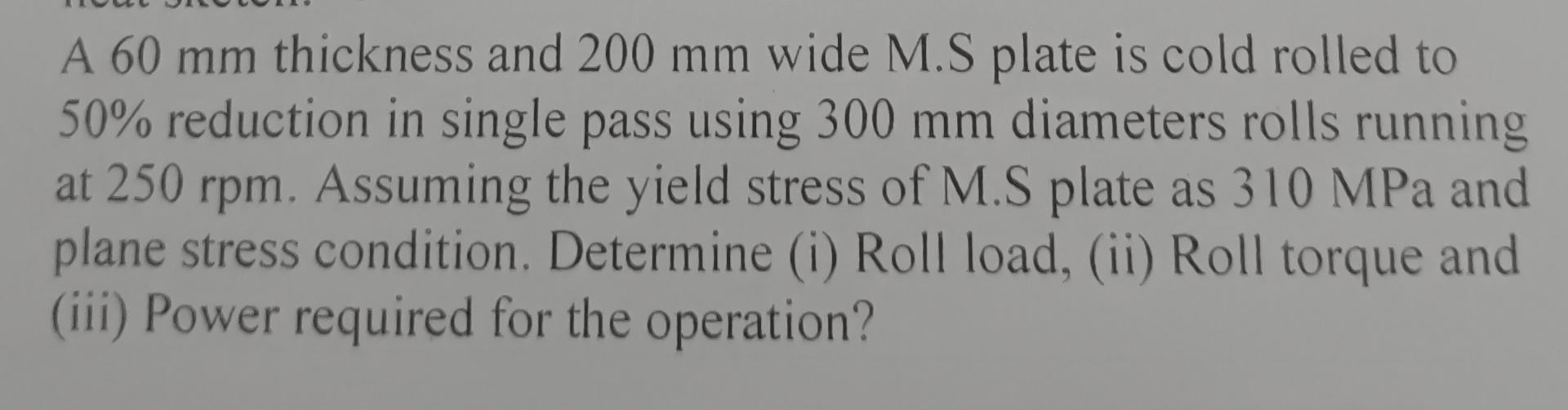 A 6 0 mm thickness and 2 0 0 mm wide M . S plate