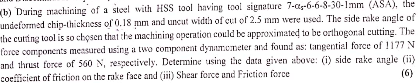 ( b ) During machining of a steel with HSS tool