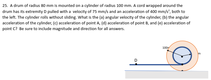 2 5 . A drum of radius 8 0 mm is mounted on a