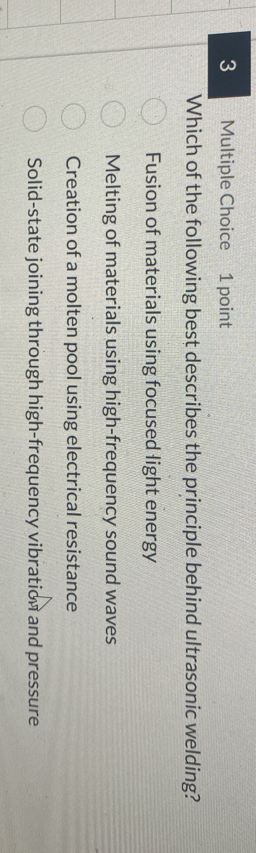 3 Multiple Choice 1 point Which of the following