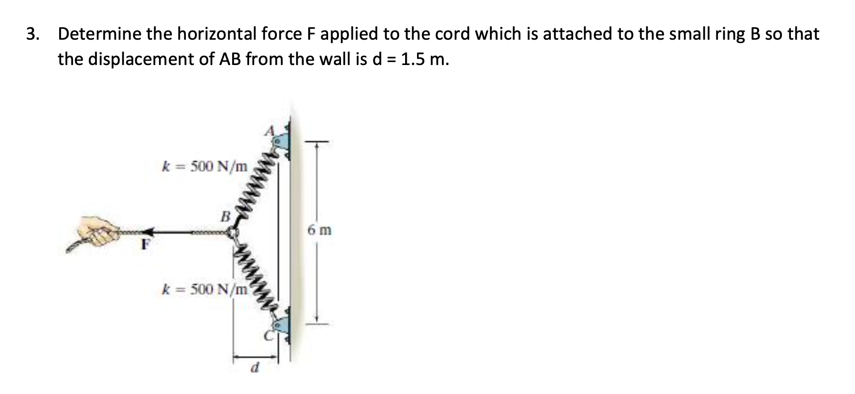 Determine the horizontal force F applied to the