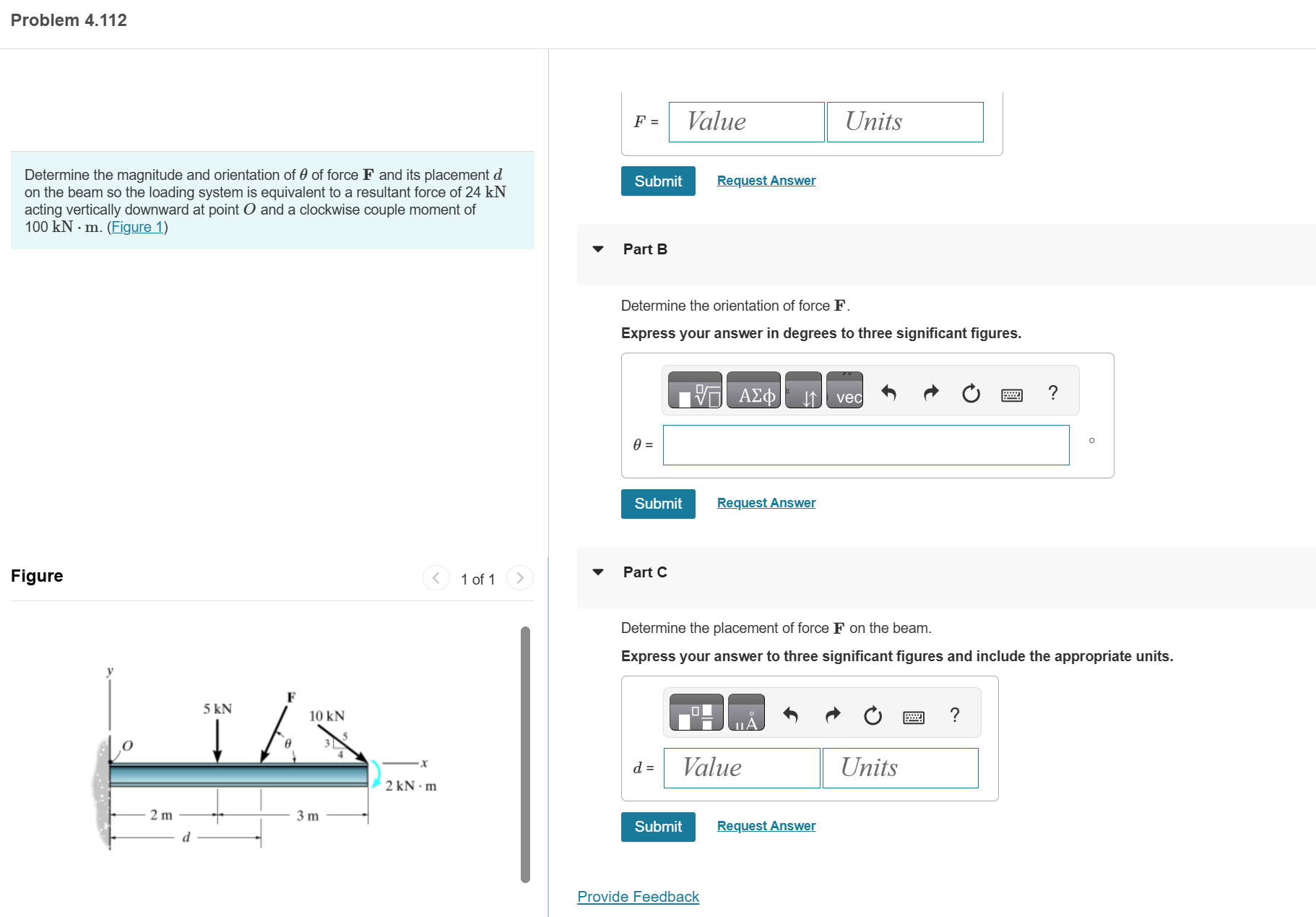 Determine the magnitude and orientation of \ ( \