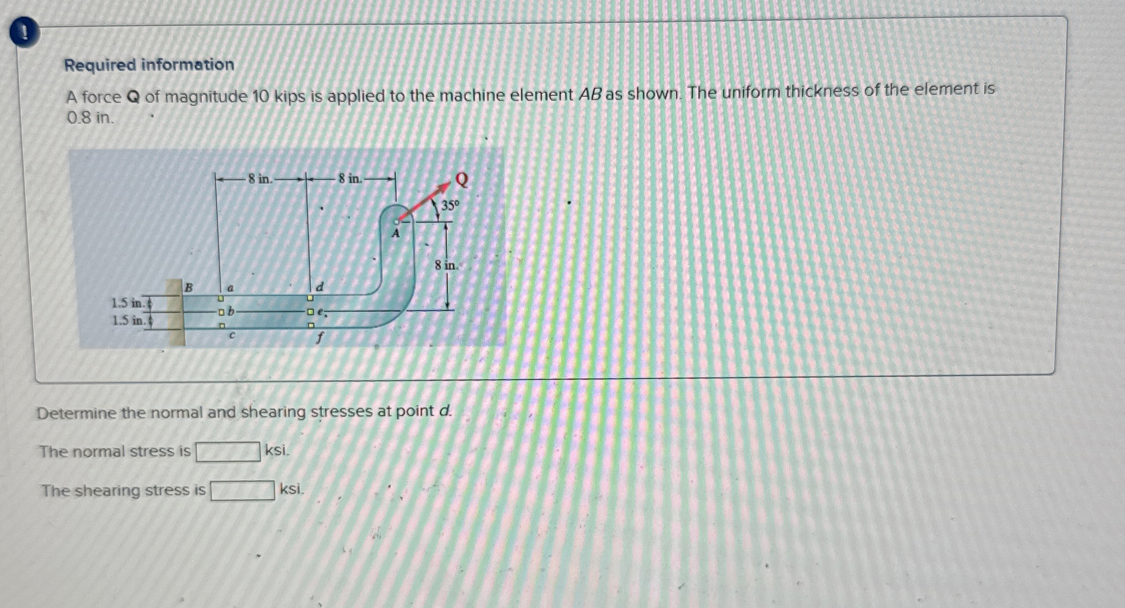 1 Required information A force Q of magnitude 1 0