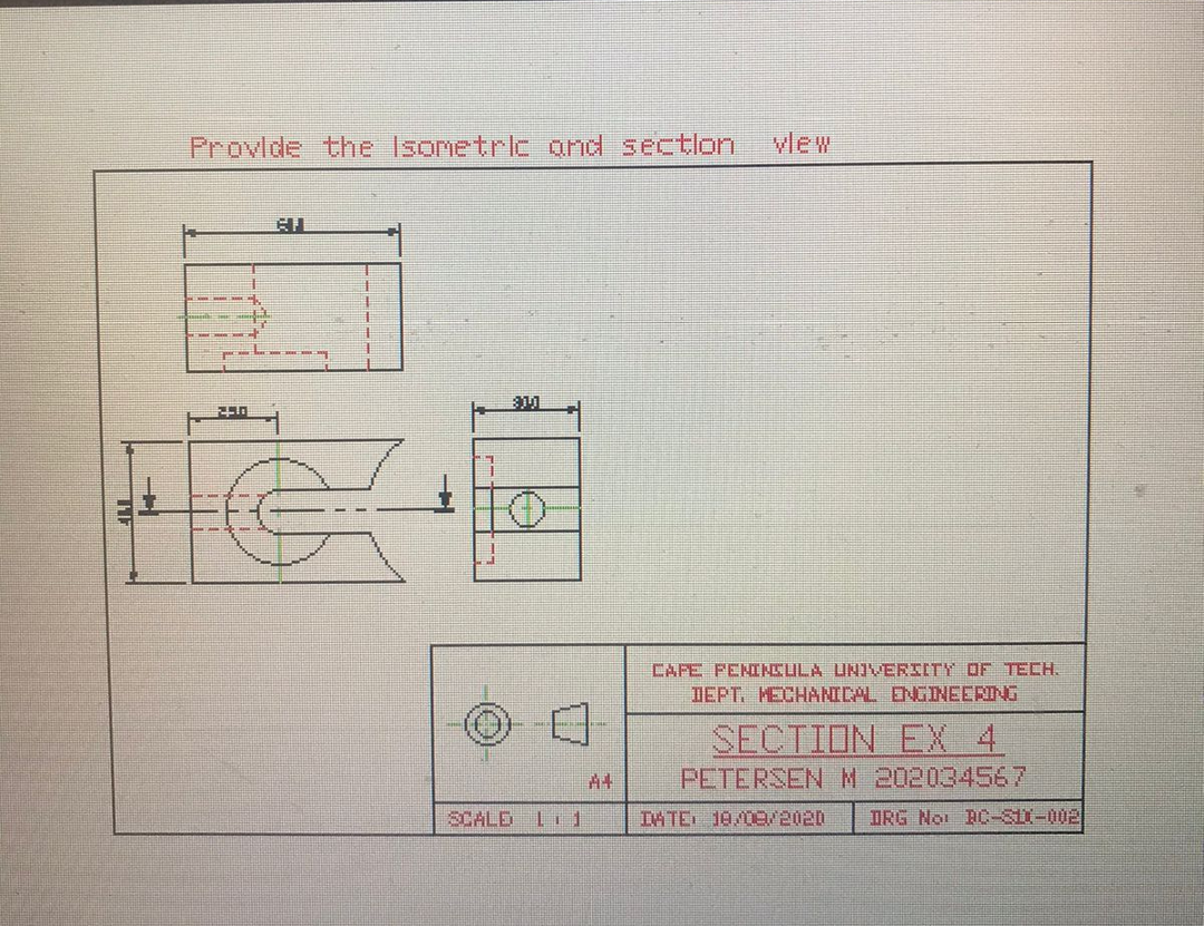 Provide the isometric and sectlon vew