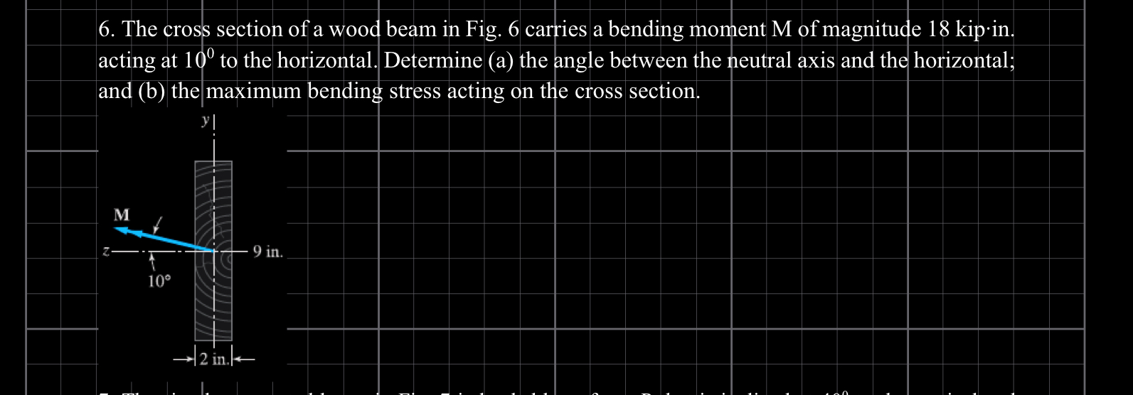 6 . The cross section of a wood beam in Fig. 6