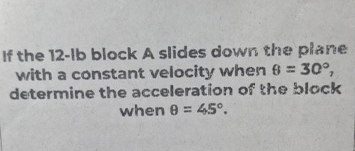 If the 1 2 - l b block A slides down the pline