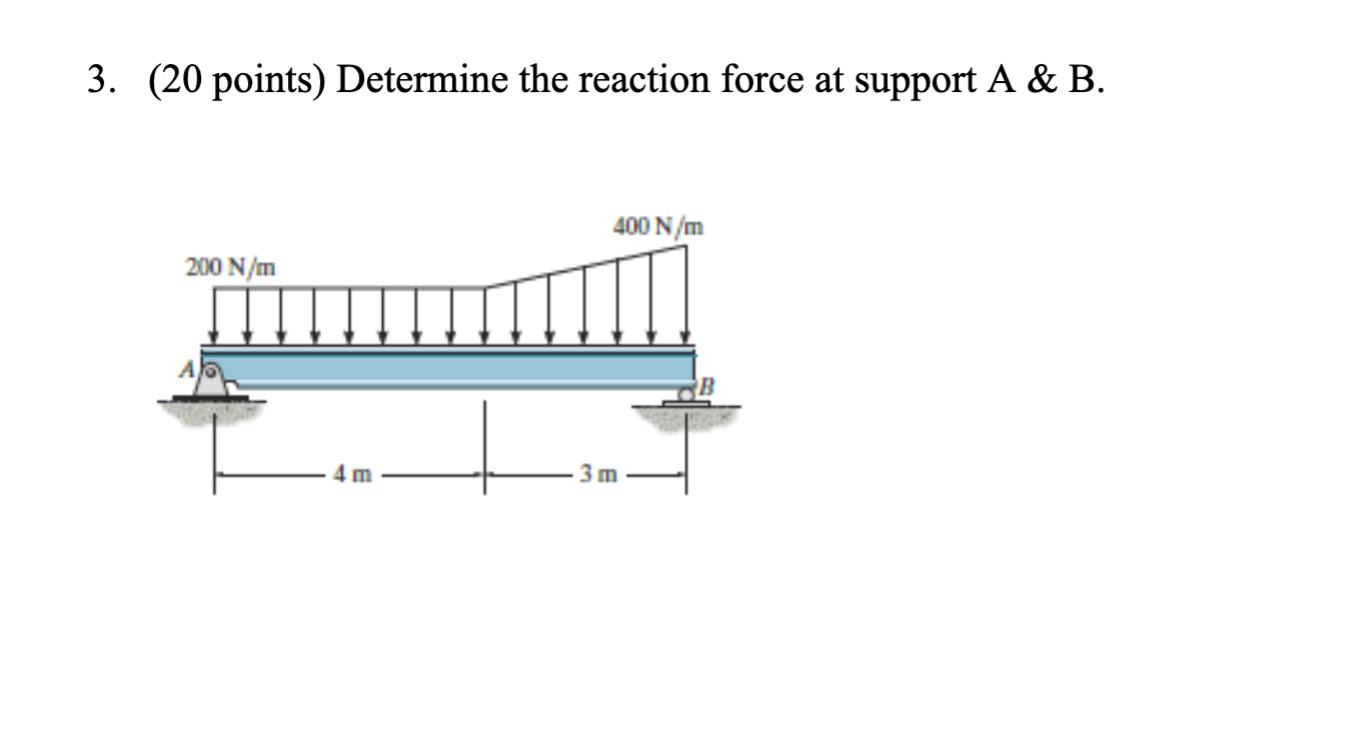 ( 2 0 points ) Determine the reaction force at