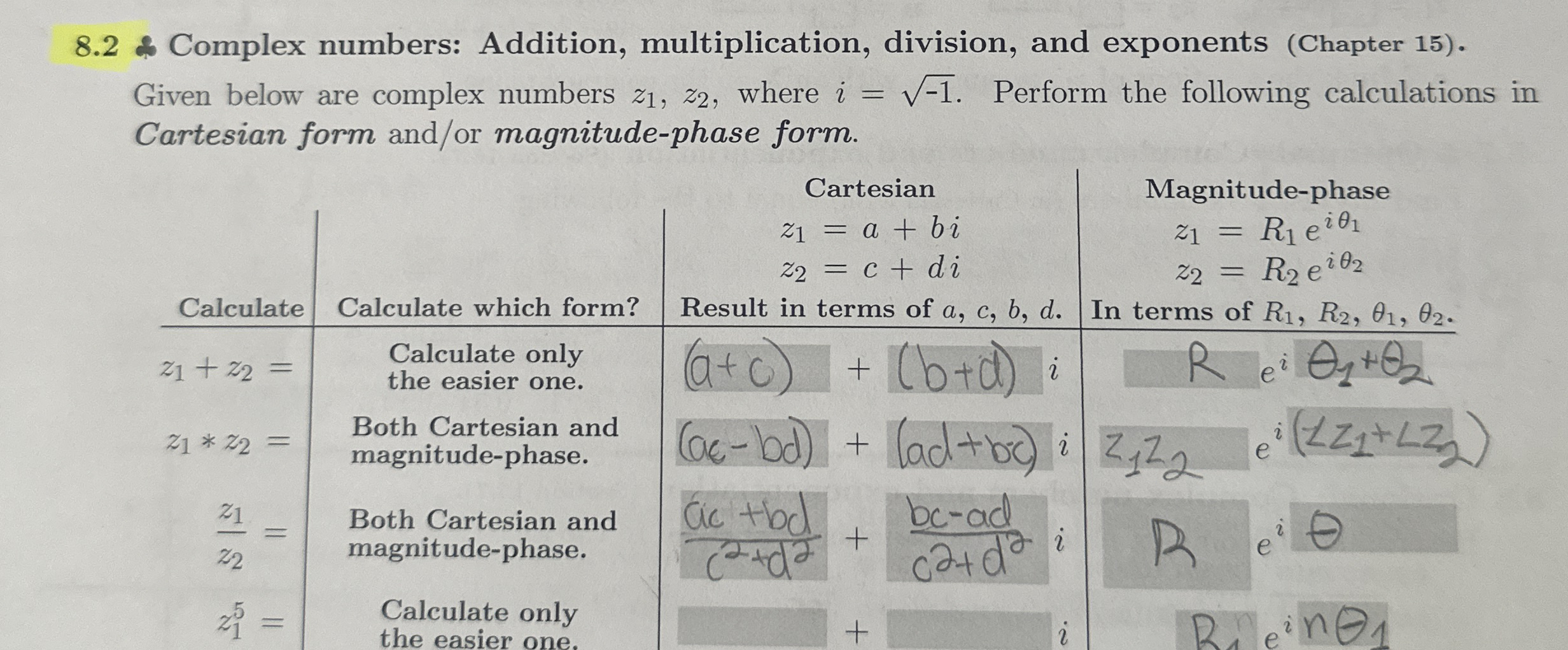 8 . 2 & Complex numbers: Addition,