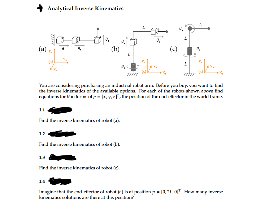 Analytical Inverse Kinematics You are considering