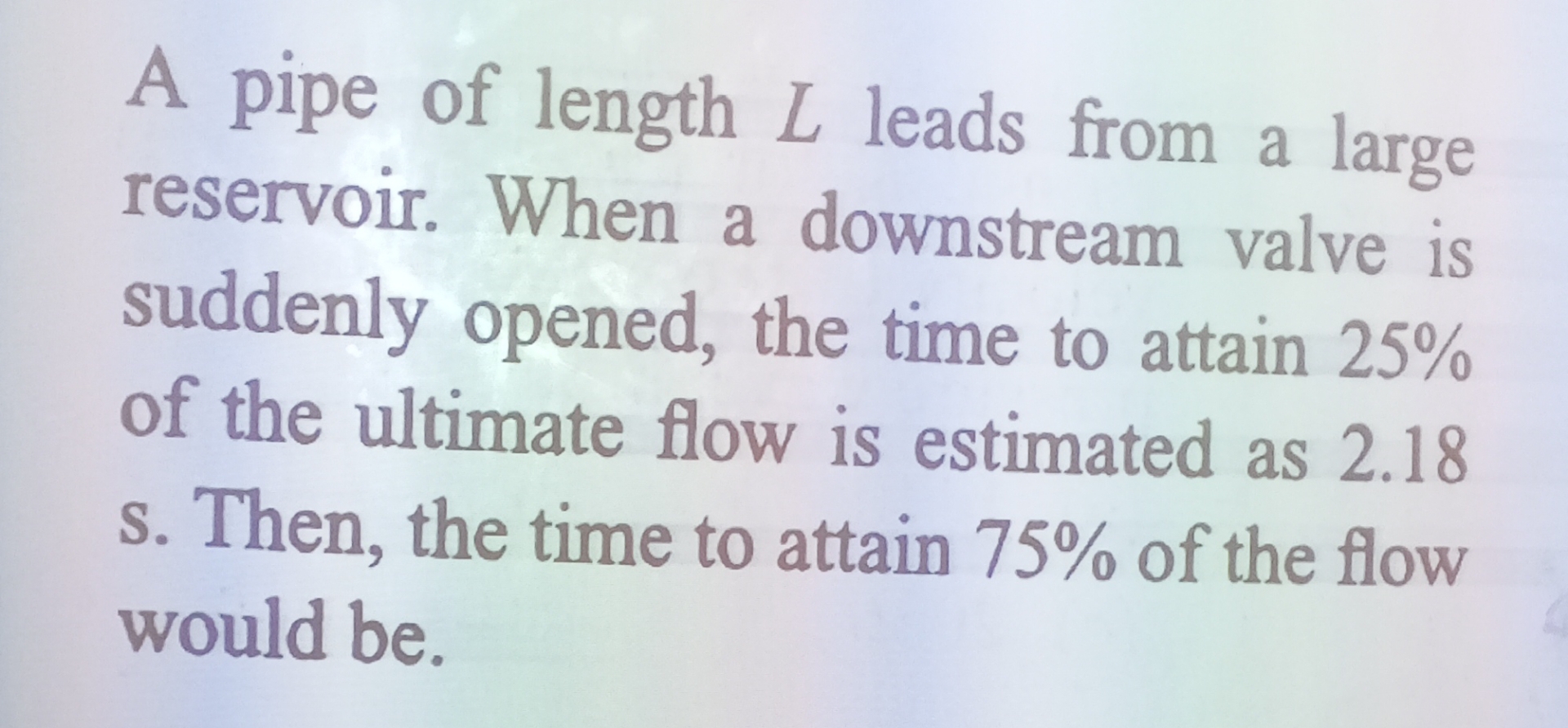 A pipe of length L leads from a large reservoir.