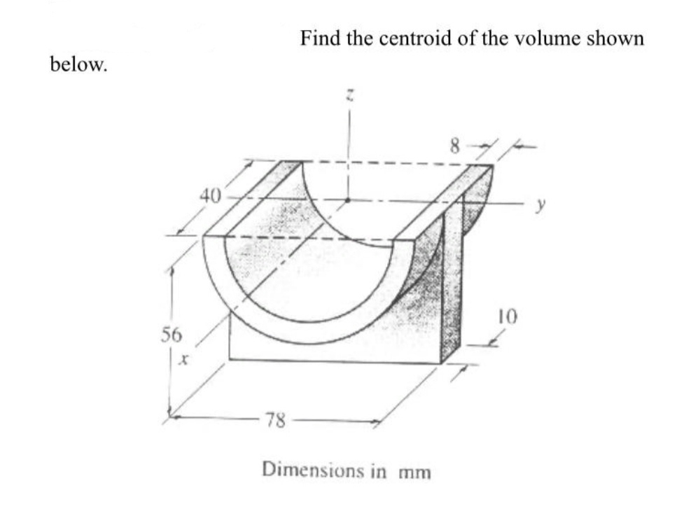 Find the centroid of the volume shown below.