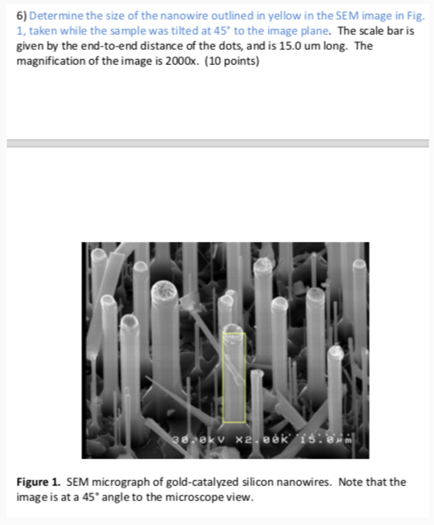 6 ) Determine the size of the nanowire outlined