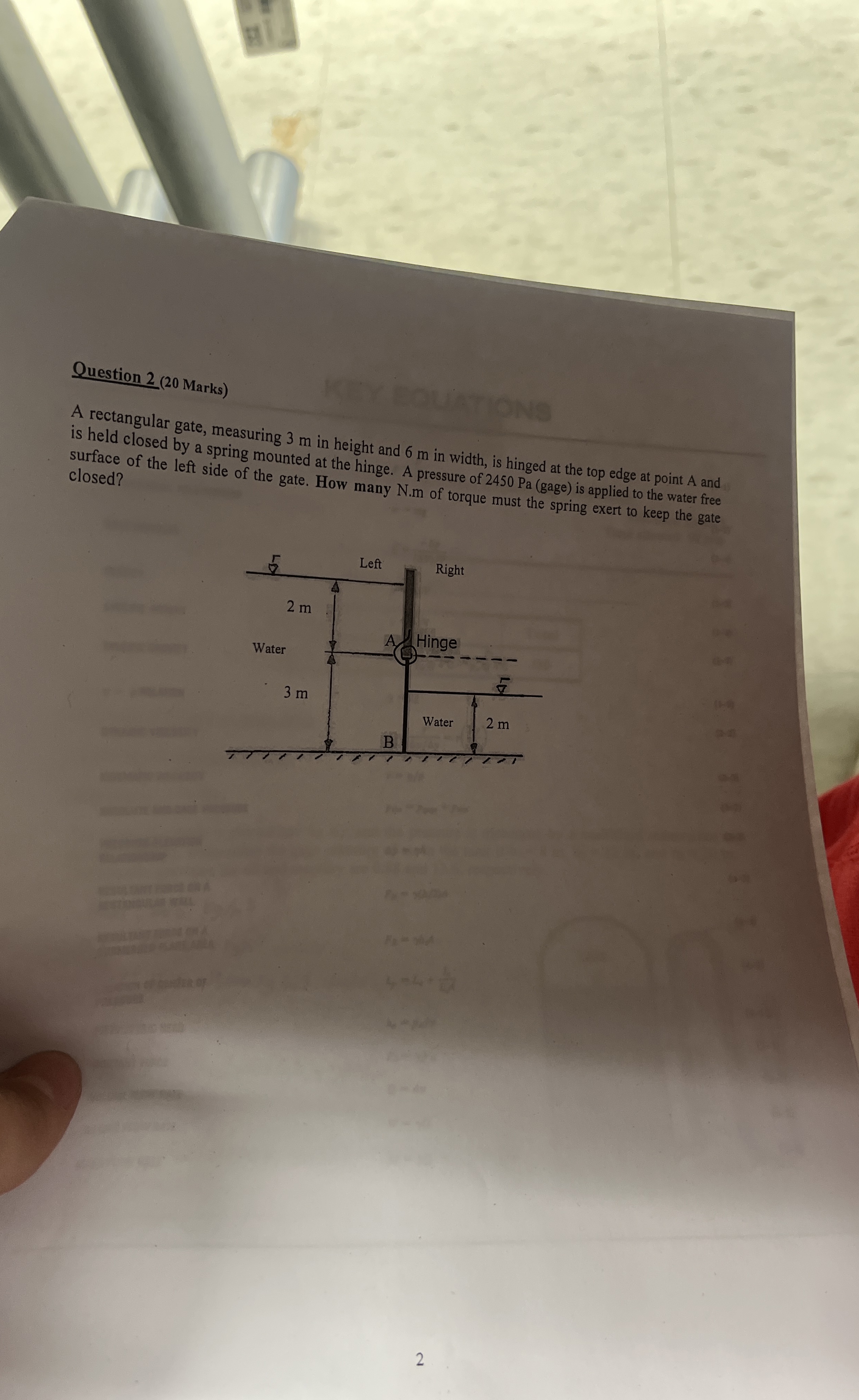 Question 2 ( 2 0 Marks ) A rectangular gate,