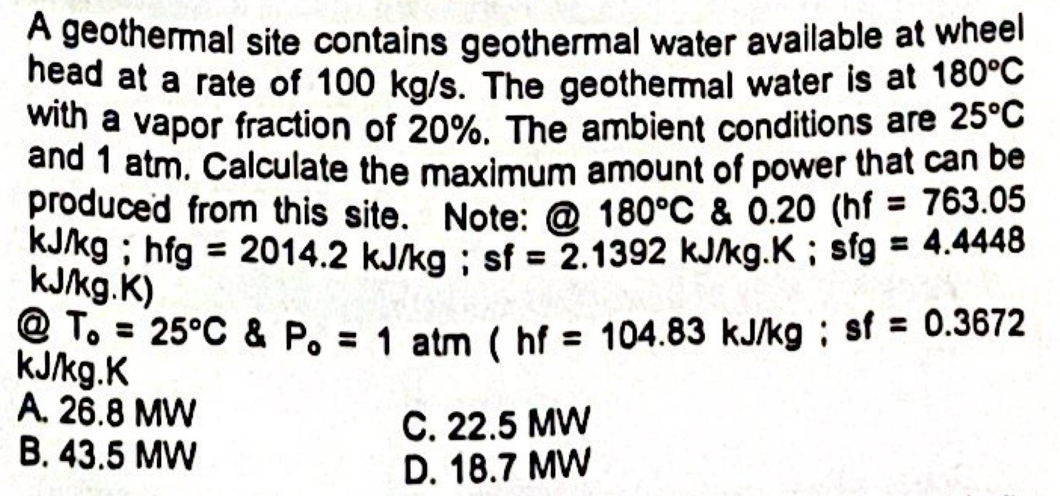 A geothermal site contains geothermal water
