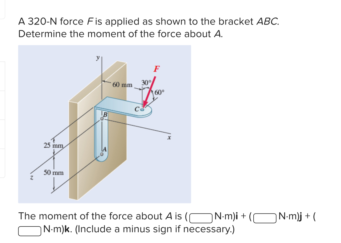 A 3 2 0 - N force F is applied as shown to the