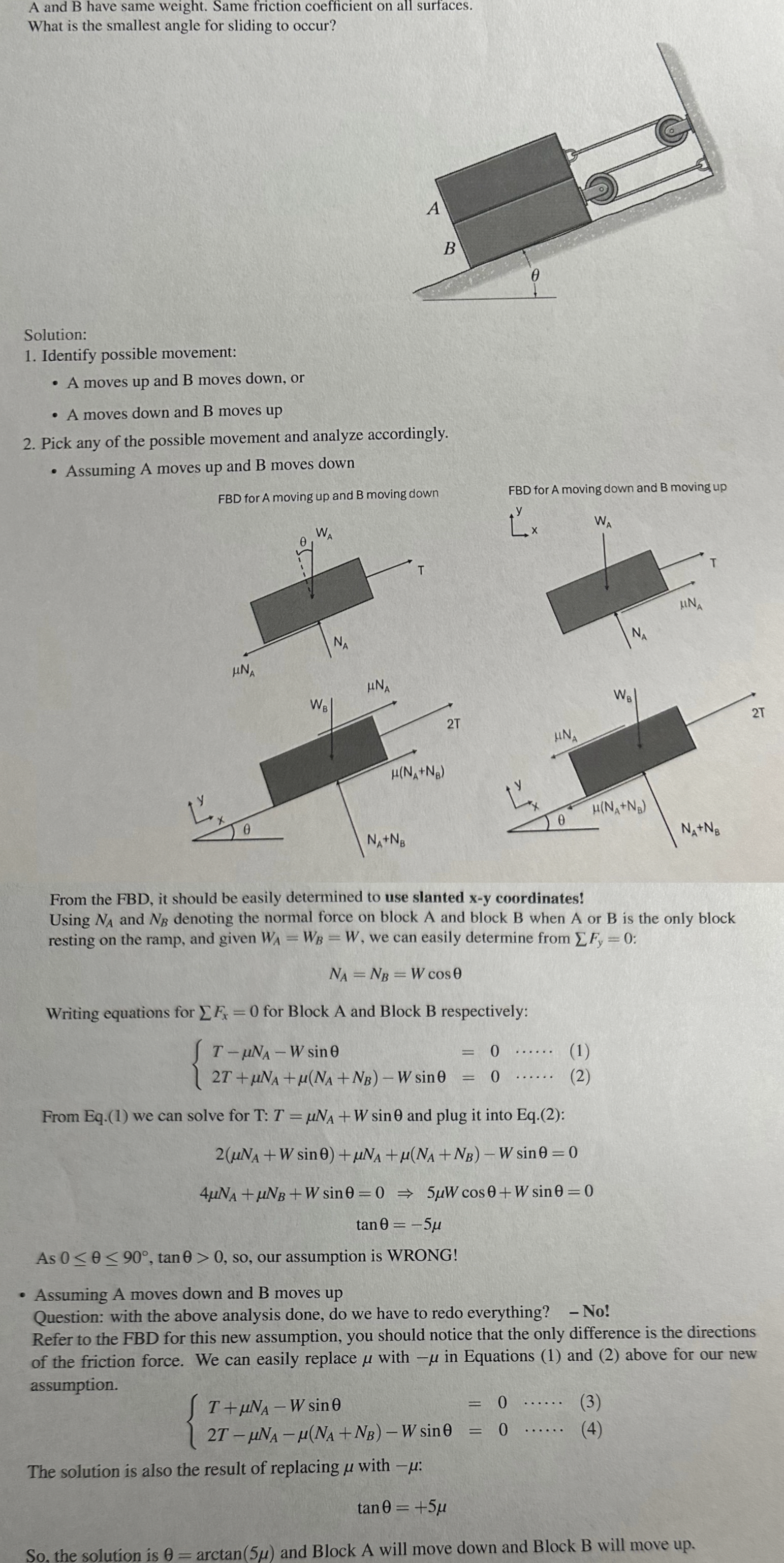 Find the condition that the block will move in