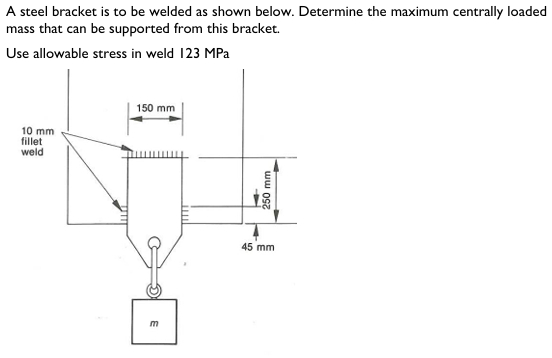 A steel bracket is to be welded as shown below.