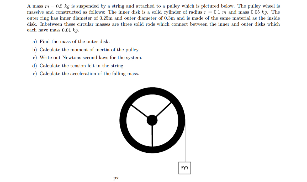 A mass m = 0 . 5 k g is suspended by a string and