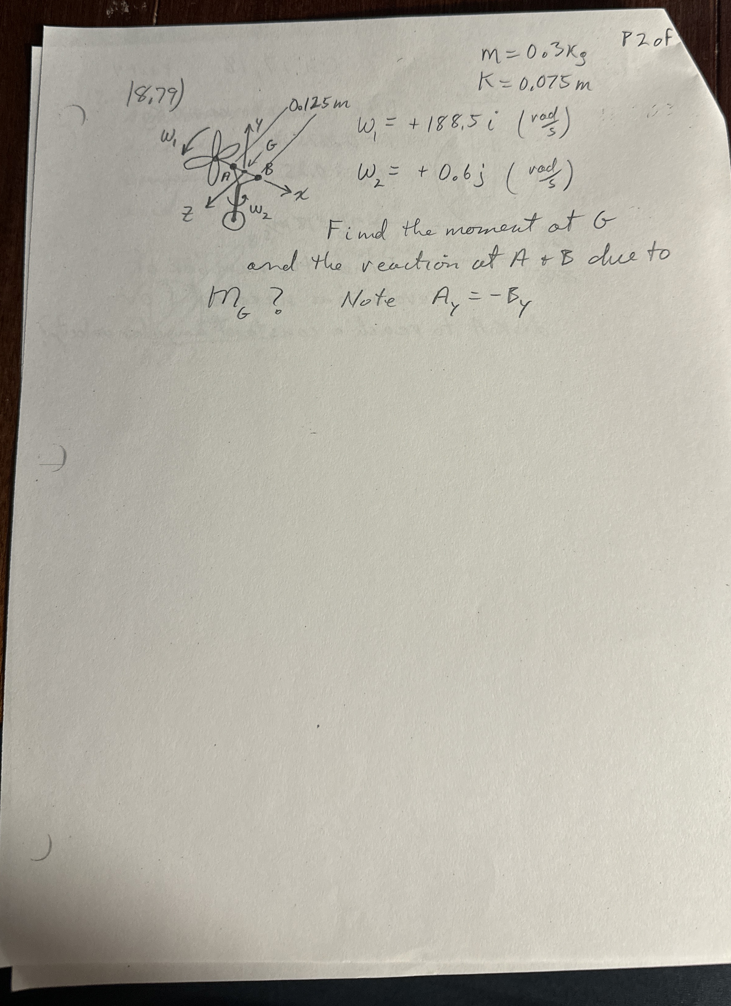 m = 0 . 3 k g k = 0 . 0 7 5 m PZof w 1 = + 1 8 8