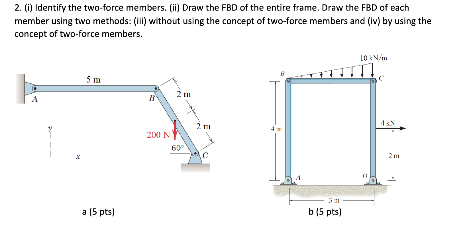 ( i ) Identify the two - force members. ( ii )