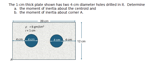 The 1 - cm thick plate shown has two 4 - cm
