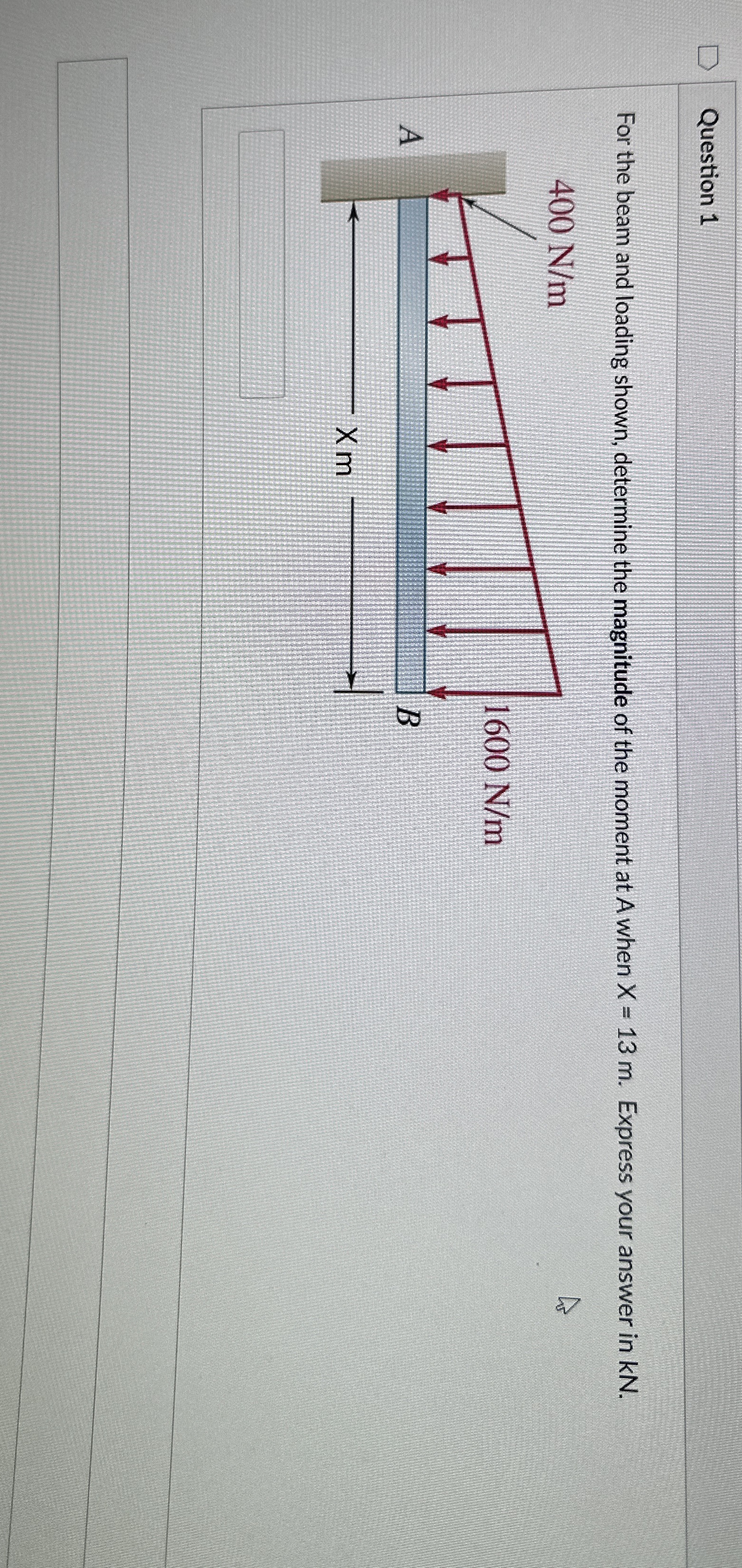 Question 1 For the beam and loading shown,