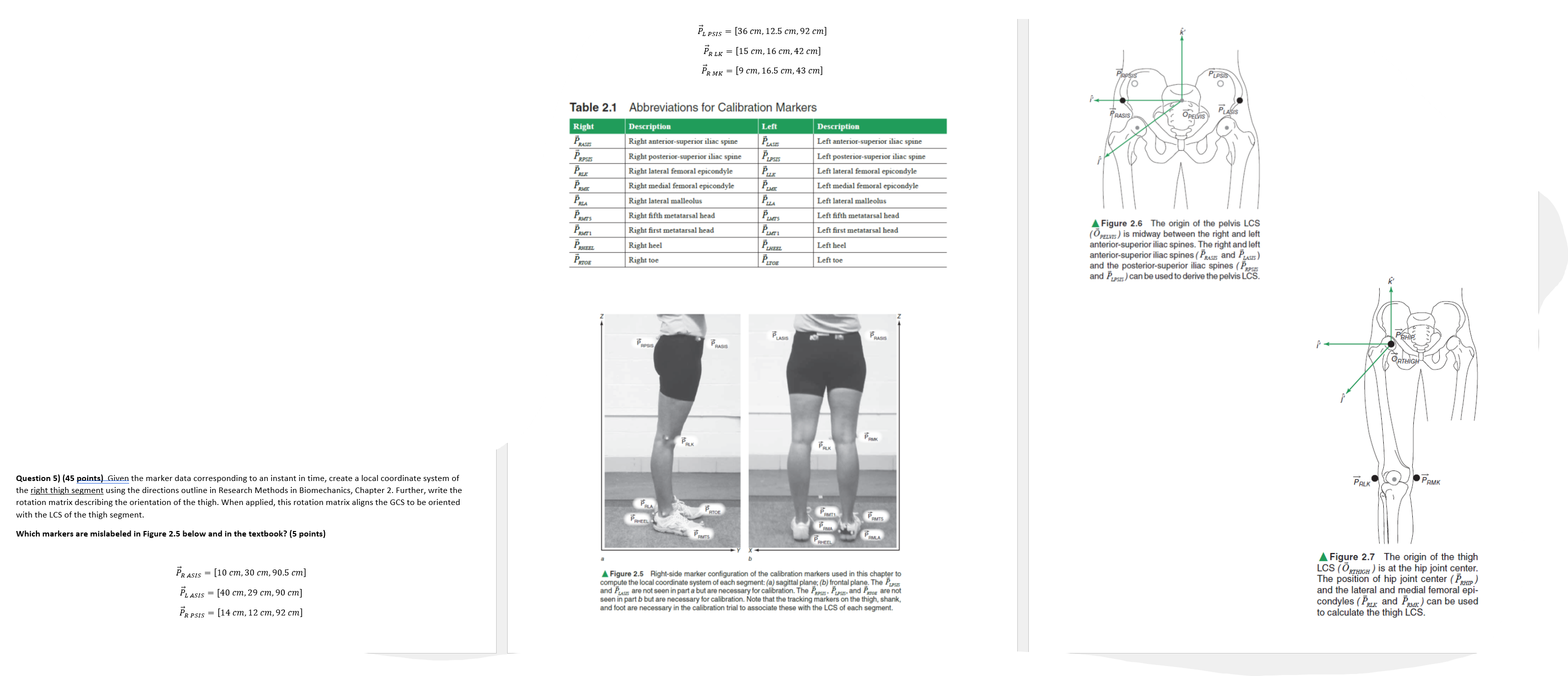 Given the marker data corresponding to an instant