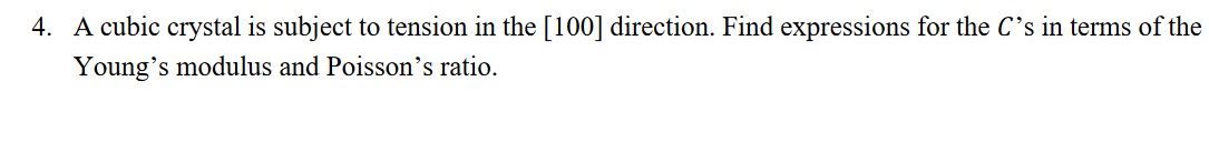 4 . A cubic crystal is subject to tension in the