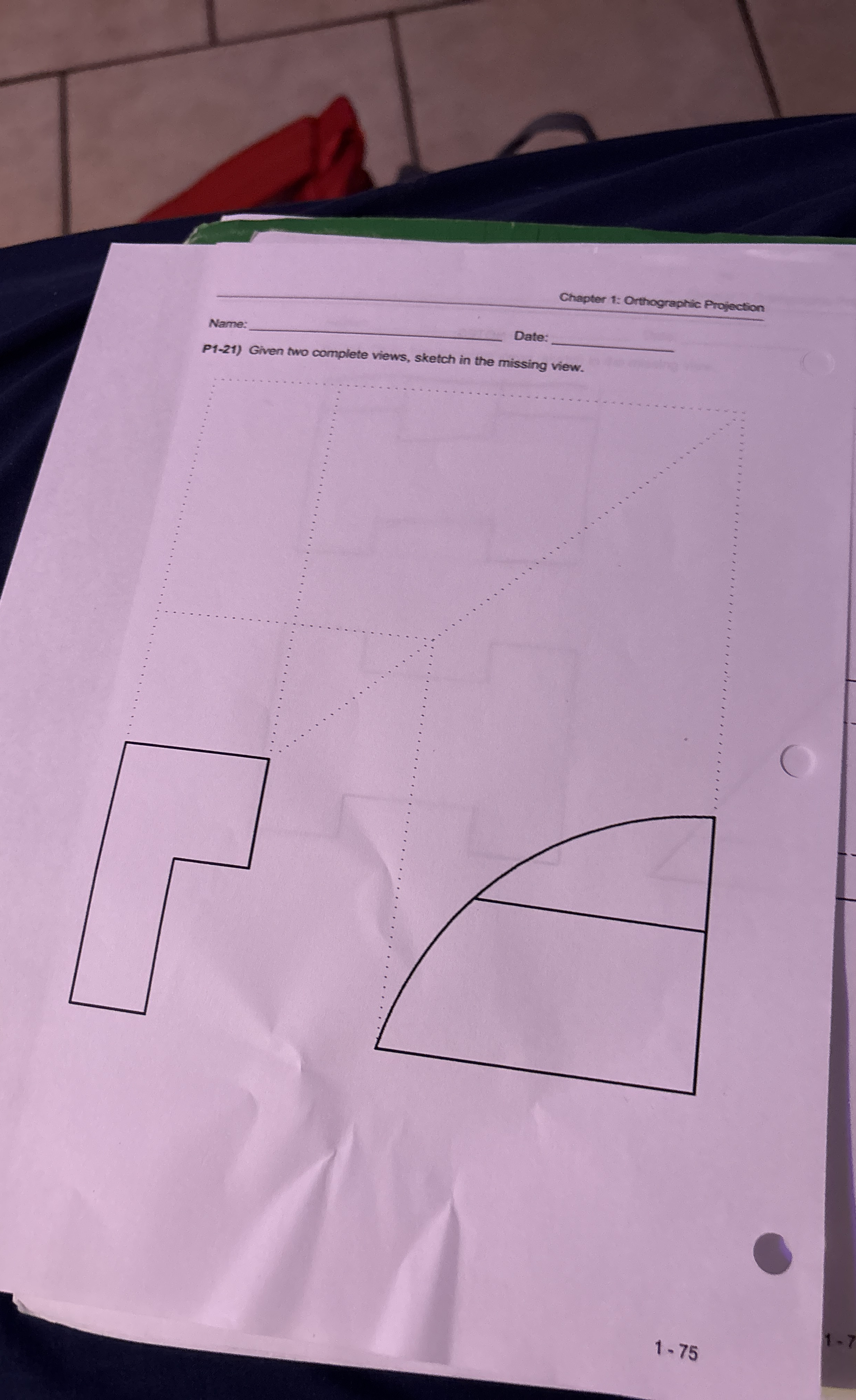 Chapter 1 : Orthograptic Projection Name: q ,