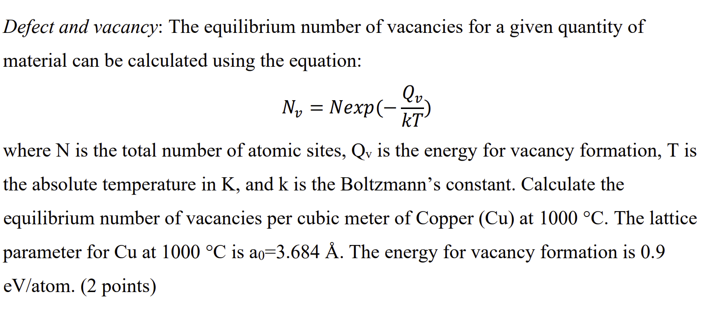Defect and vacancy: The equilibrium number of