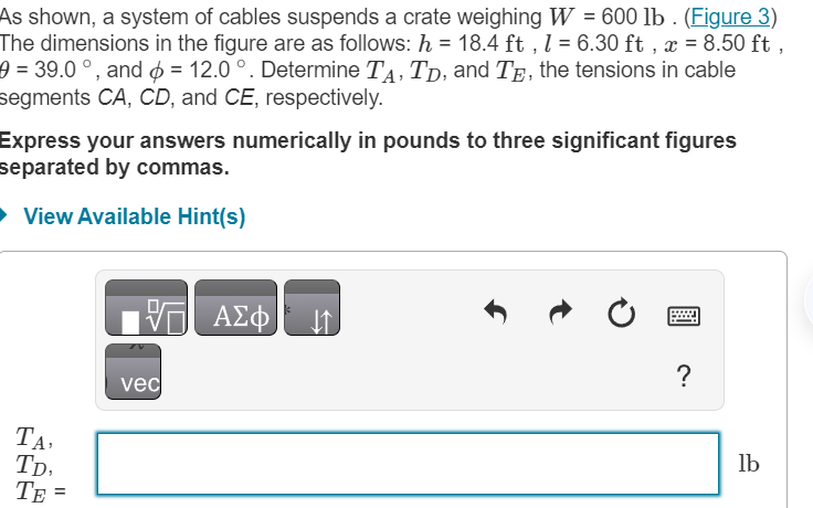 As shown, a system of cables suspends a crate
