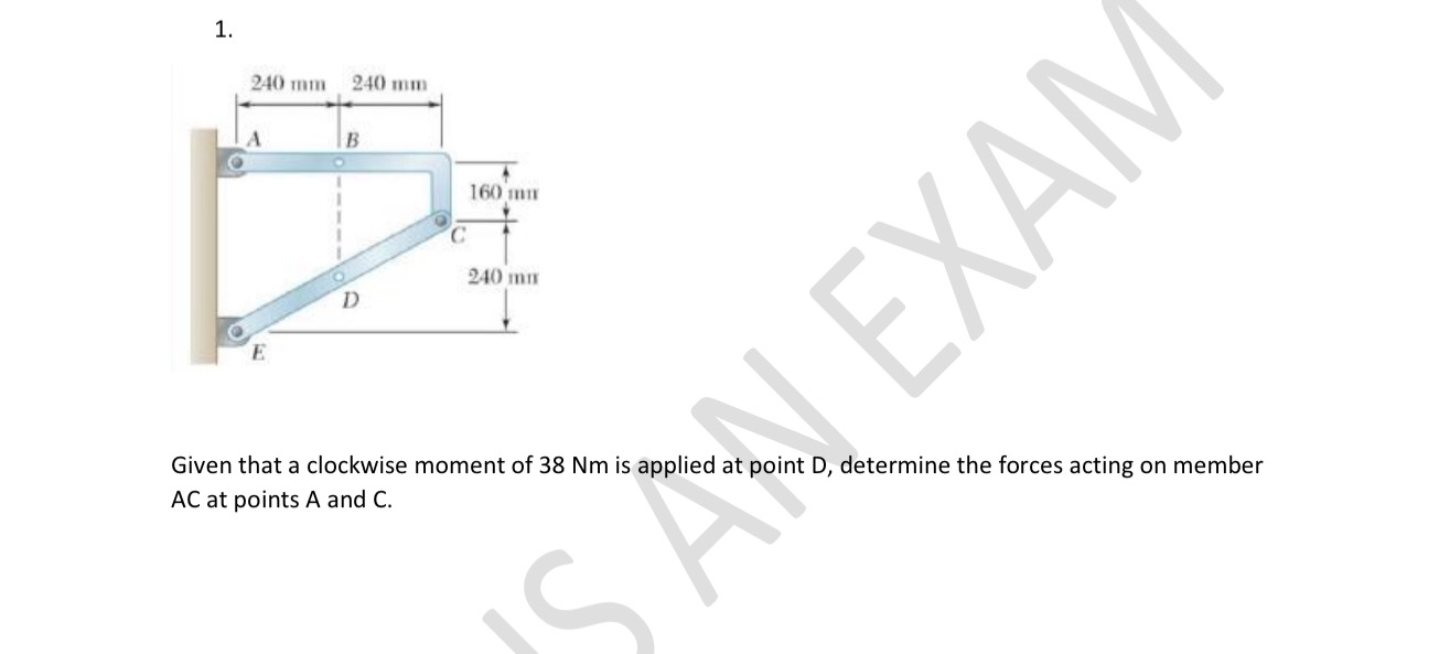 Given that a clockwise moment of 3 8 Nm is