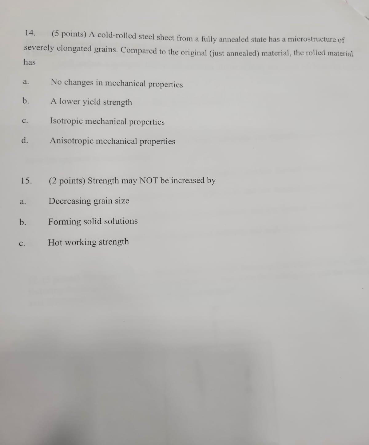 ( 5 points ) A cold - rolled steel sheet from a