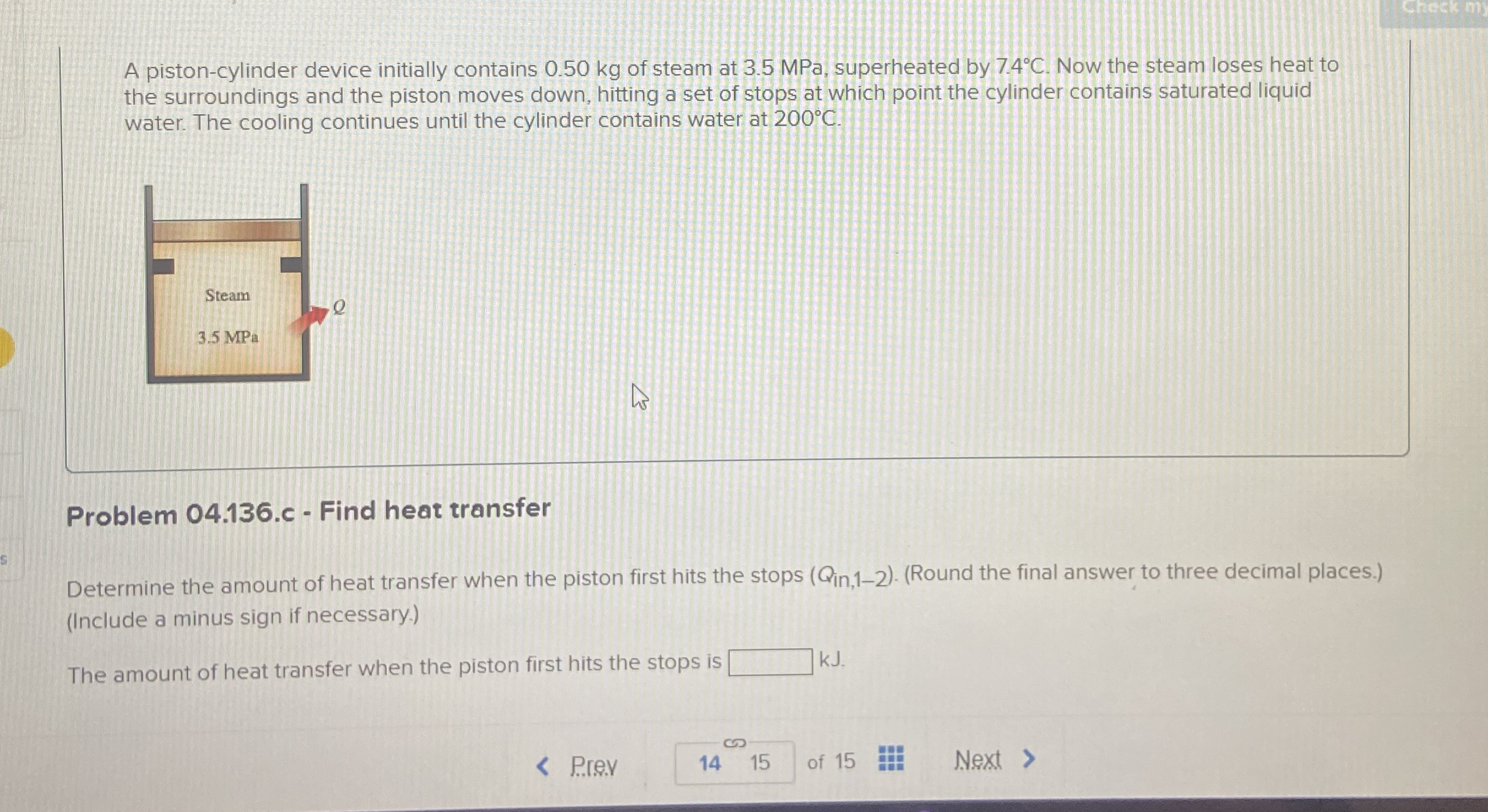A piston - cylinder device initially contains 0 .