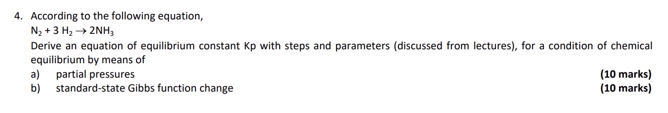 According to the following equation, N 2 + 3 H 2