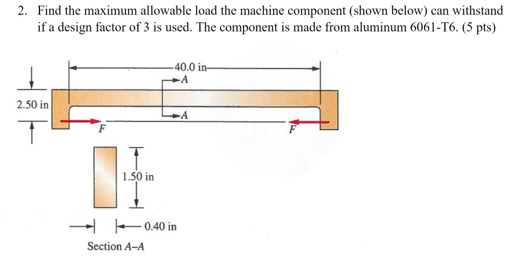 2 . Find the maximum allowable load the machine