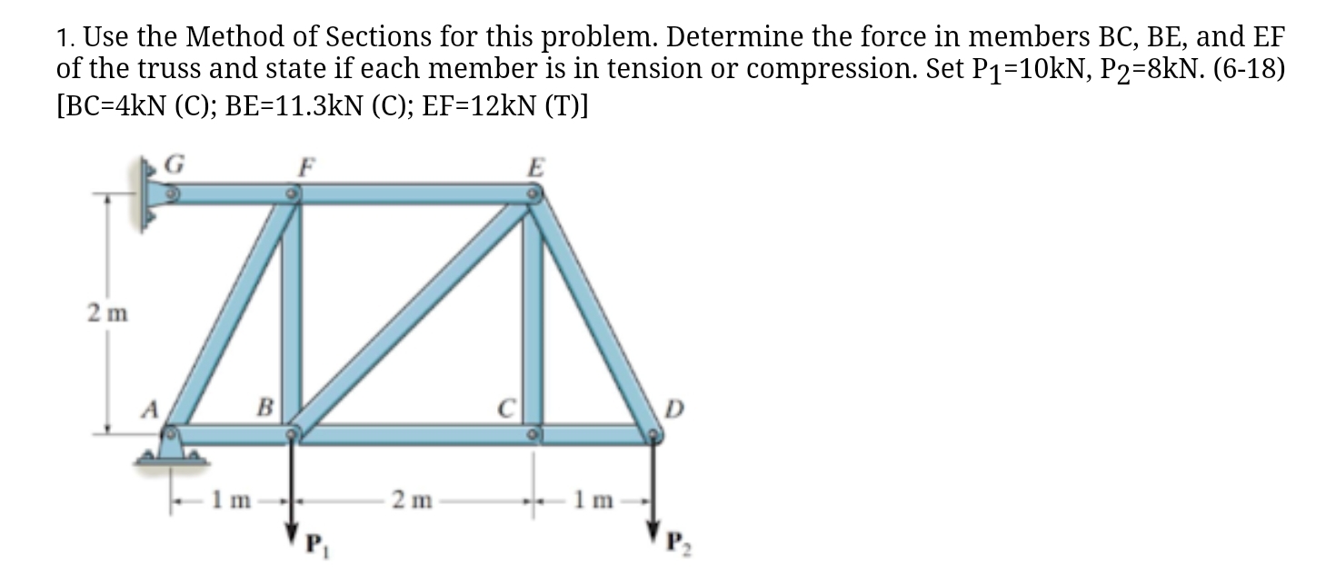 Use the Method of Sections for this problem.