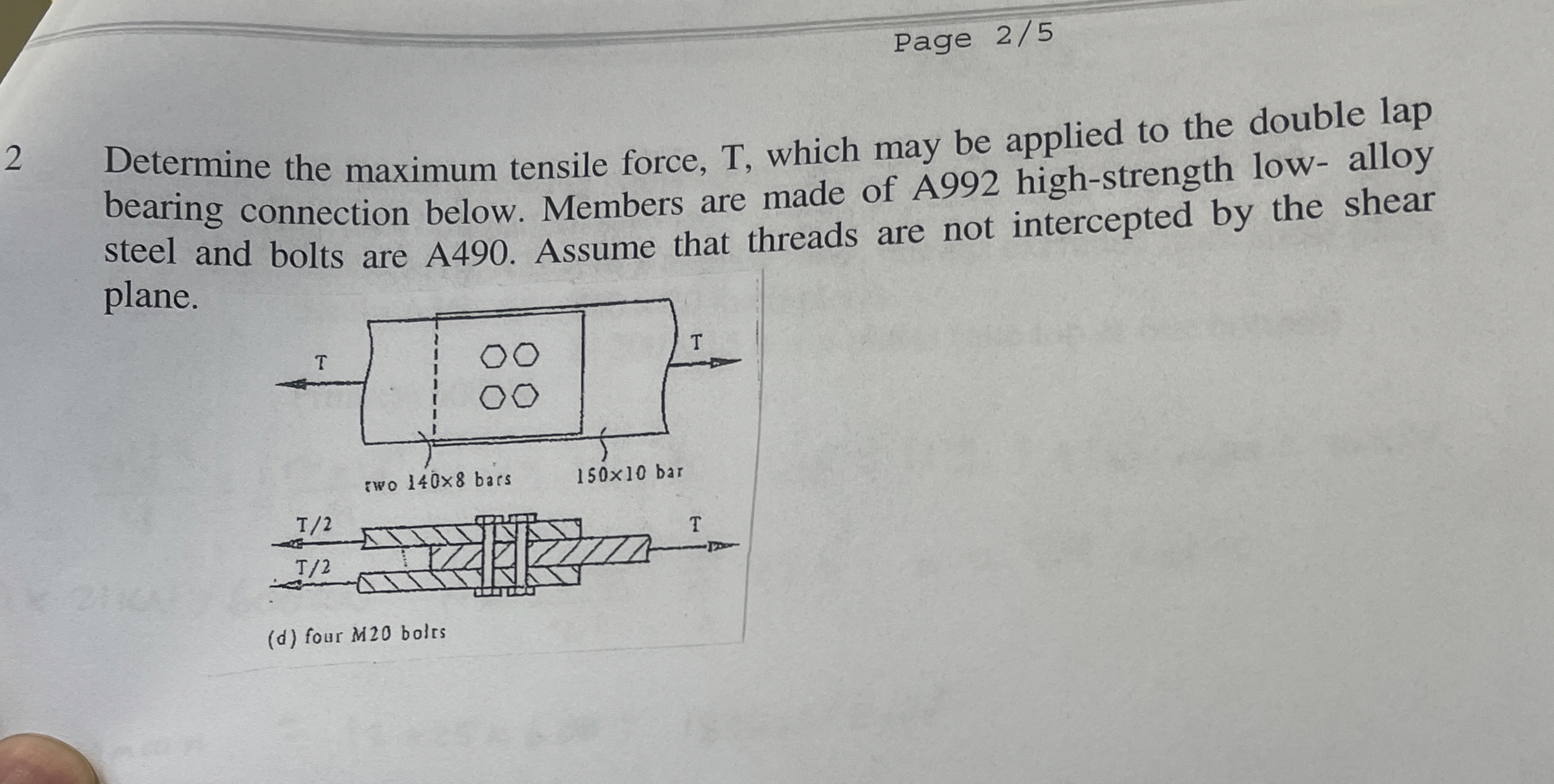 Page 2 5 2 Determine the maximum tensile force, T