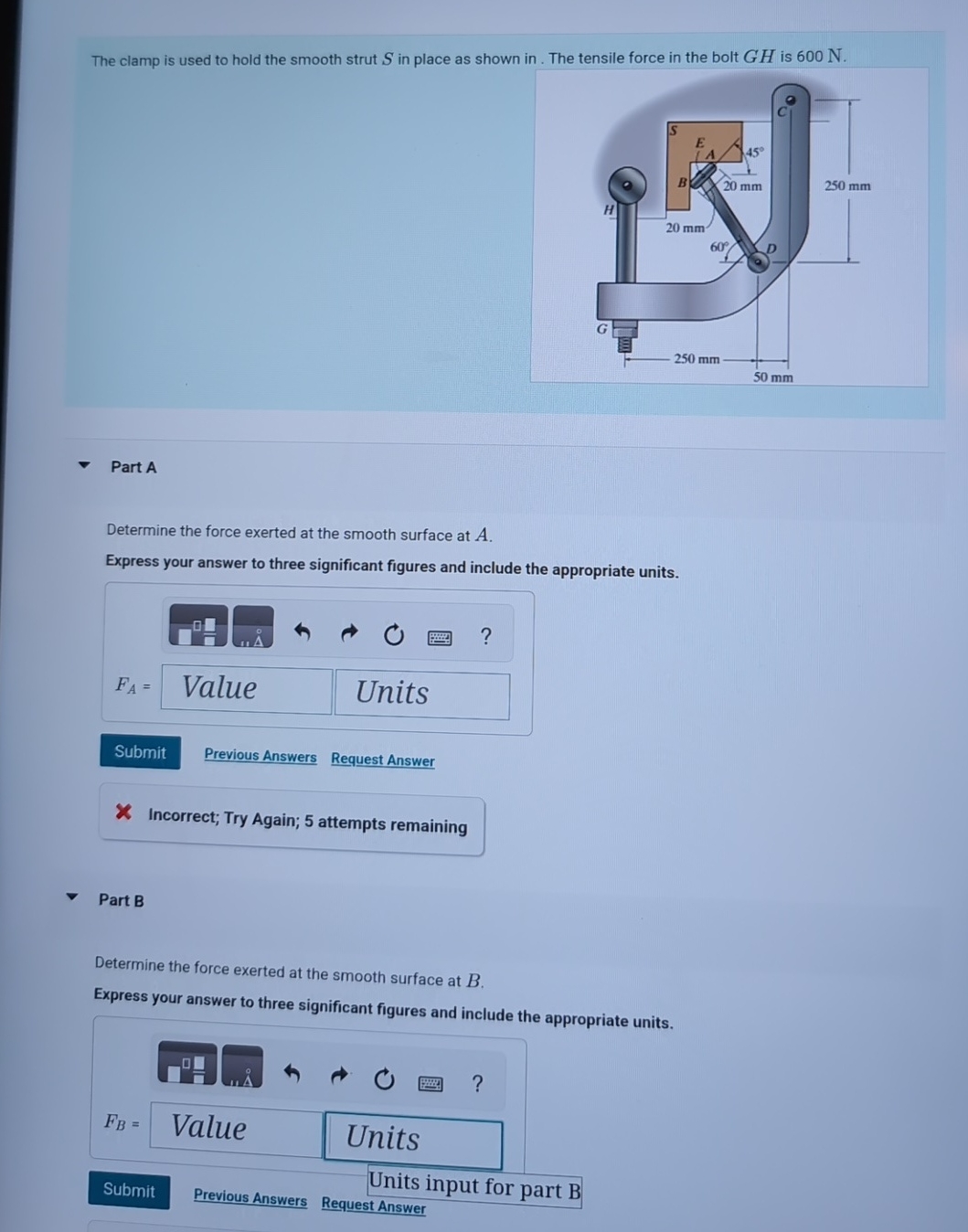 The clamp is used to hold the smooth strut S in