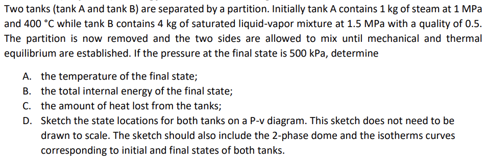 Two tanks ( tank A and tank B ) are separated by