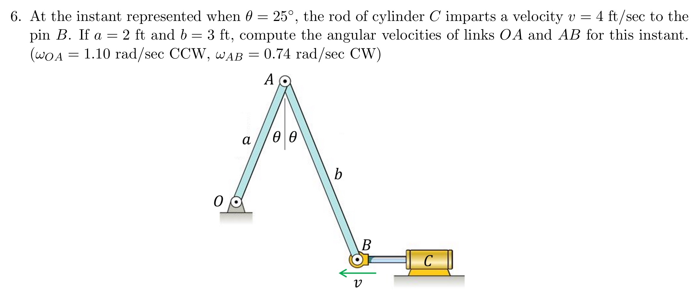 At the instant represented when = 2 5 , the rod