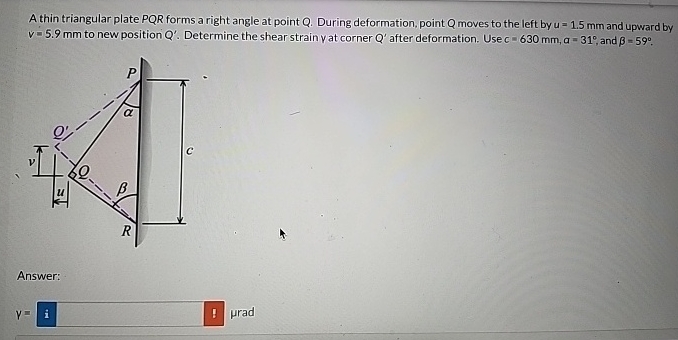 A thin triangular plate P Q R forms a right angle