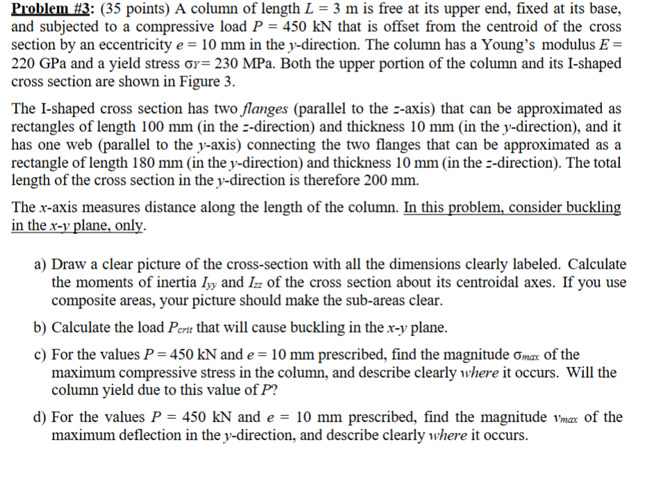 Problem \ # 3 : ( 3 5 points ) A column of length