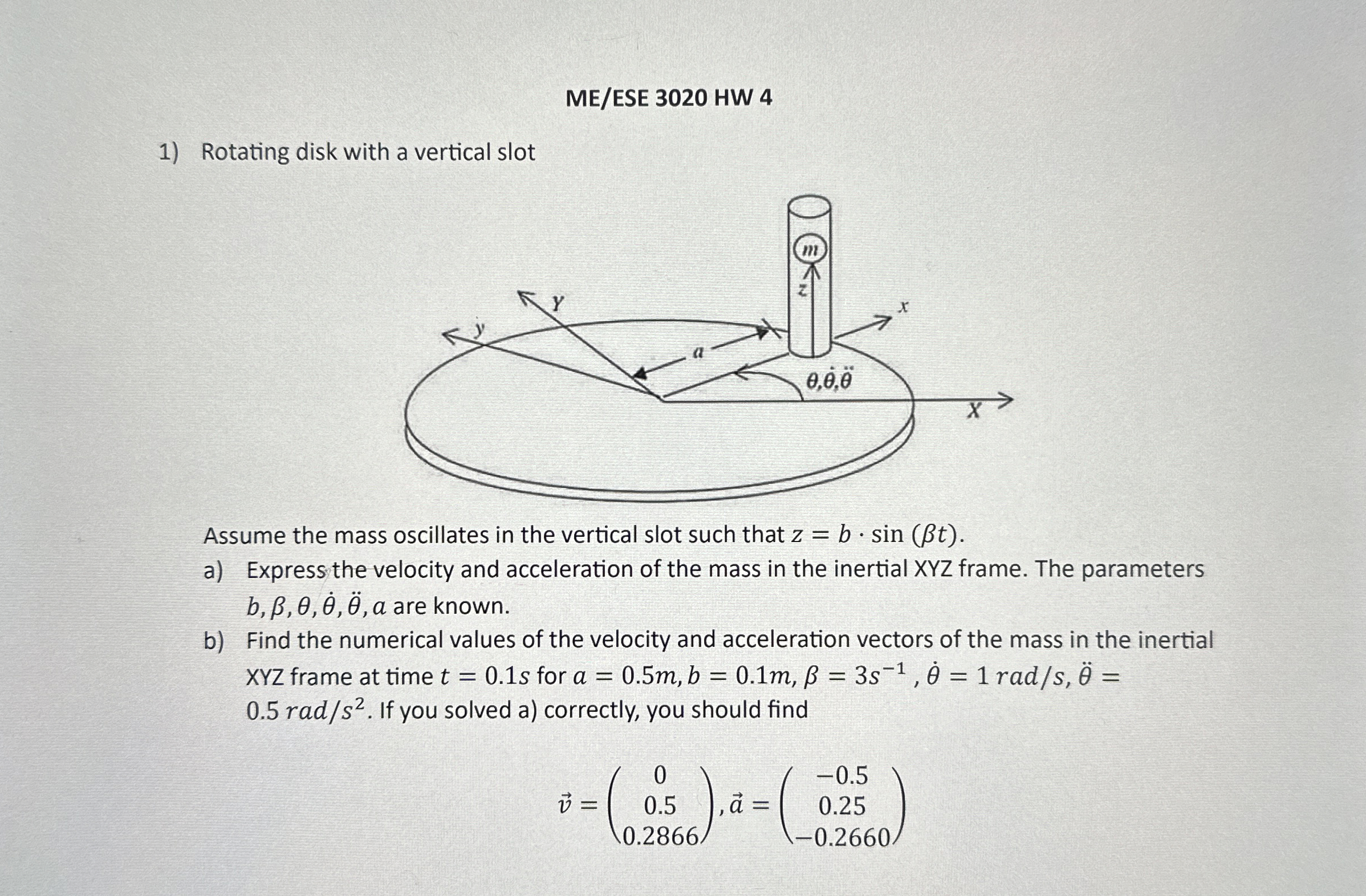 Rotating disk with a vertical slot Assume the