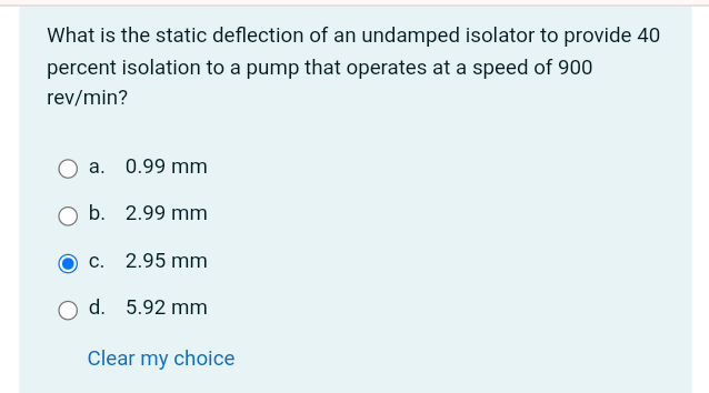 What is the static deflection of an undamped